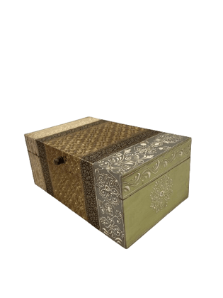 Sachin Art  Golden Wood And Brass Metal Handcrafted Wooden Box, For Home