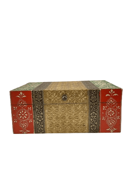 Sachin Art Golden Wood And Brass Metal & Painted Handcrafted Wooden Box, For Home set of 2