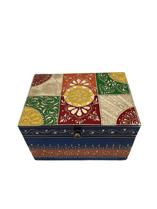 Sachin Art Maroon Wood And Painted Handcrafted Wooden Box, For Home Jewellery Storage Gift Box