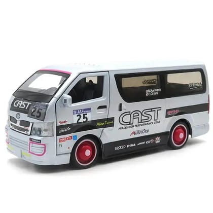 KTRS ENTERPRISE 1:32 Scale Diecast Commercial Vehicle Model Toy Toyota Hiace MPV Pull Back Miniature With Sound Light