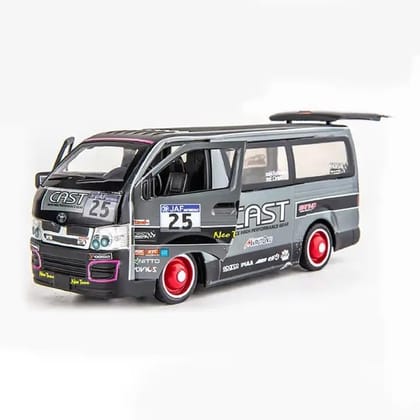 KTRS ENTERPRISE 1:32 Scale Diecast Commercial Vehicle Model Toy Toyota Hiace MPV Pull Back Miniature With Sound Light