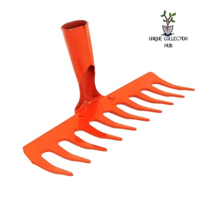 12-Teeth Hand Cultivator Rake Without Handle Garden Rake (Red)