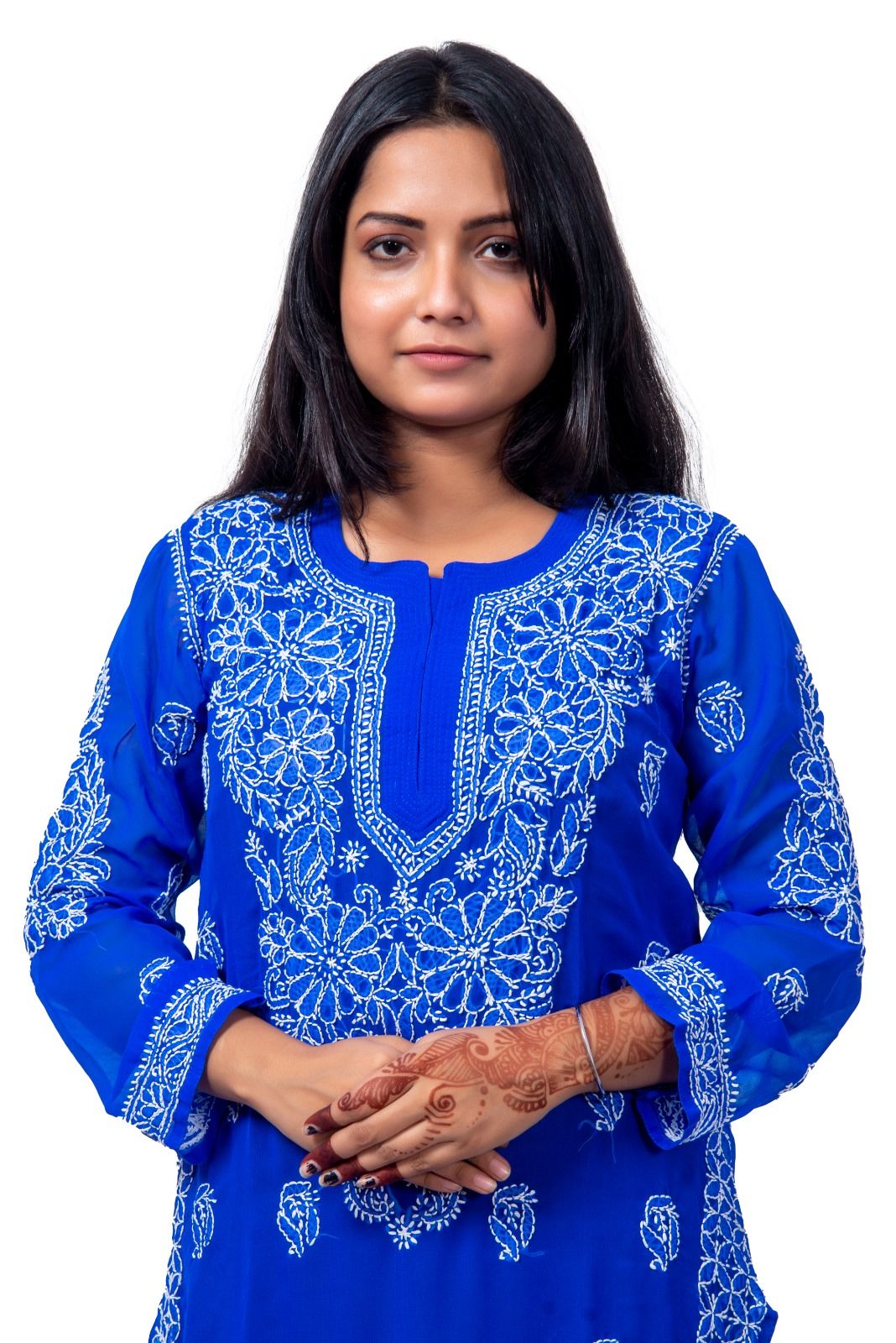 SNAPFAB Chikan Art Handicraft Blue Chikankari Women Kurta