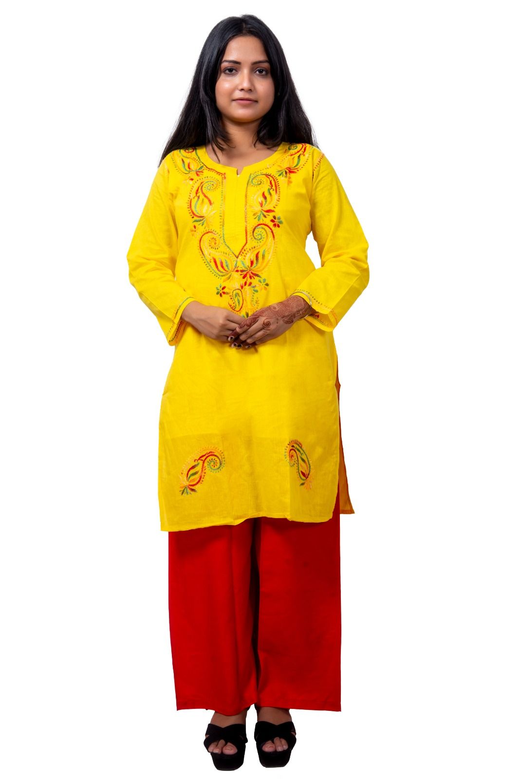 Yellow Chikankari Women Kurta