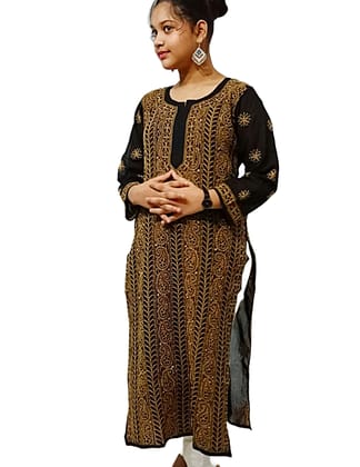 Embroidery Black Cotton Kurti