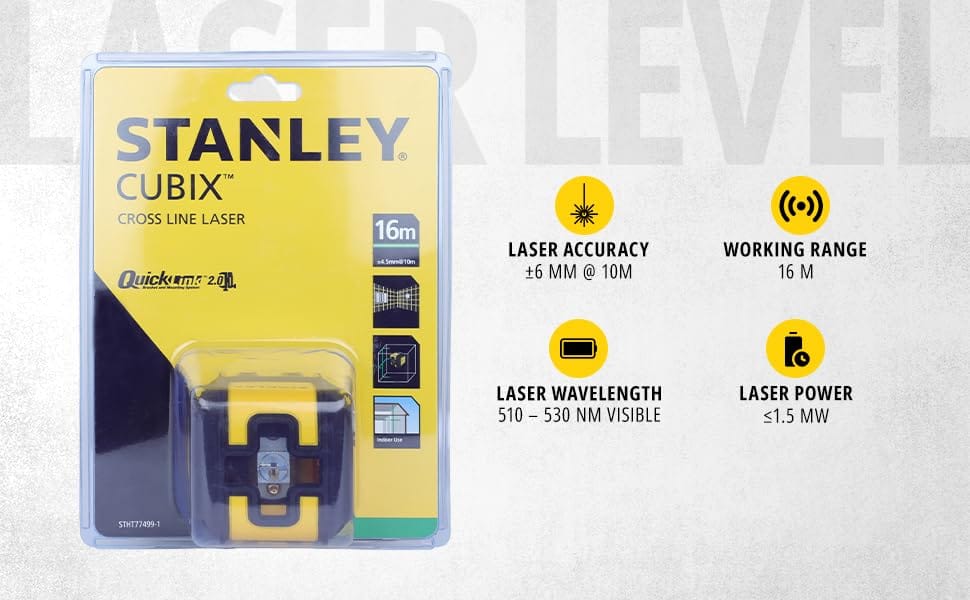 Stanley Laser Level Cubix Cross Line Laser - Green STHT77499-1