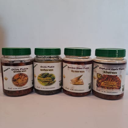 Combo Of Olive, Chilli, Elephant Apple & Bamboo shoot Pickle