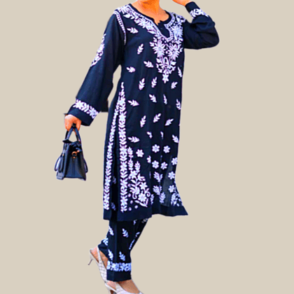 Blue chikankari kurta plazo set