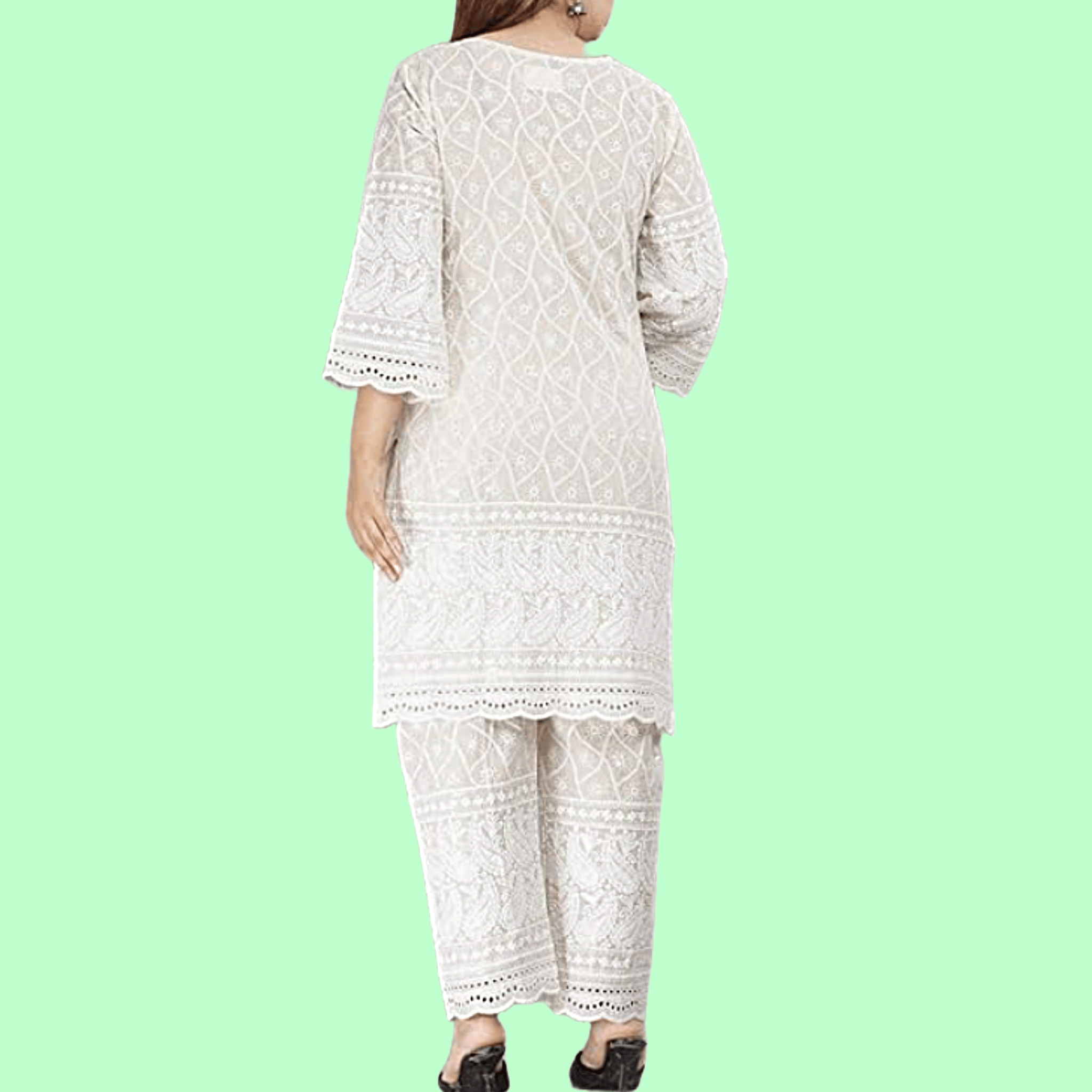 White chikankari kurta pant set