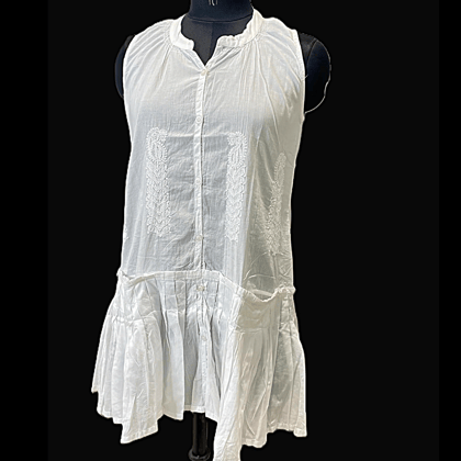 Chikankari Sleeveless Short Top with Pockets