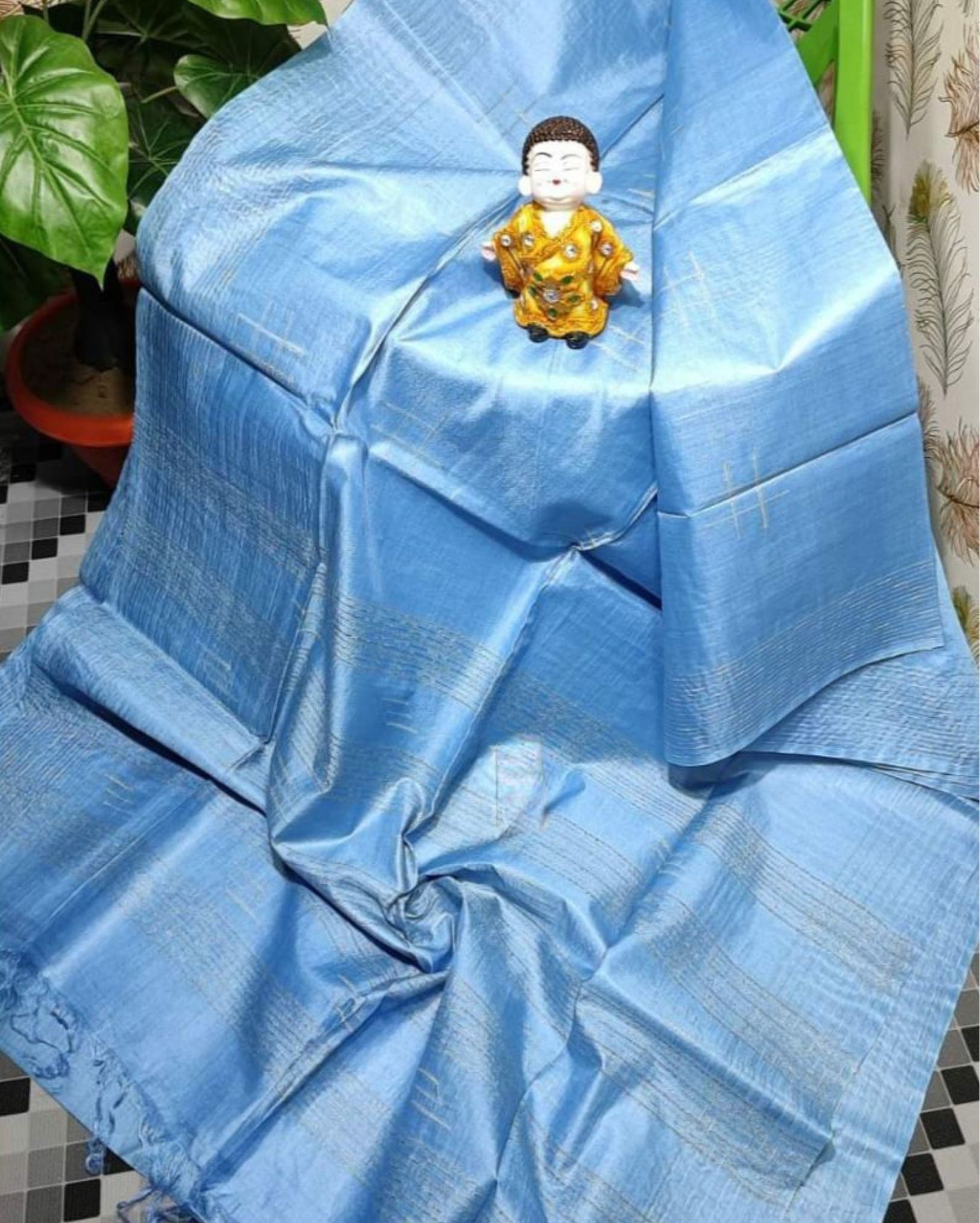 Katan Jordy Blue Silk Saree Weaving Design with Blouse-9386