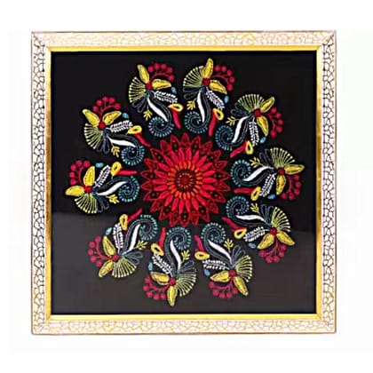 Chikankari Embroidery  Wall Painting (With Frame)