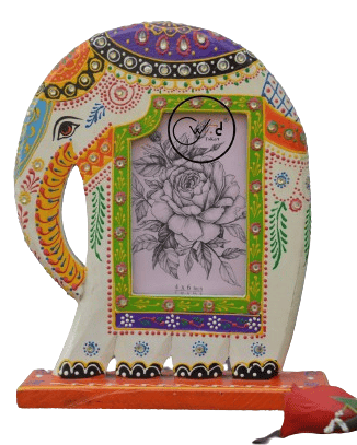 Creative Handicrafts Handpainted' Elephant Shaped Wooden Photo Frames' for Table