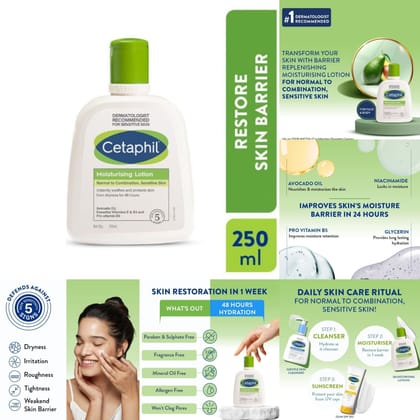 Cetaphil Moisturising Lotion For Dry To Normal Sensitive Skin - Dermatologist Recommended (250ml)