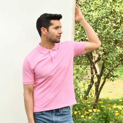 Pink Cotton Pique Polo