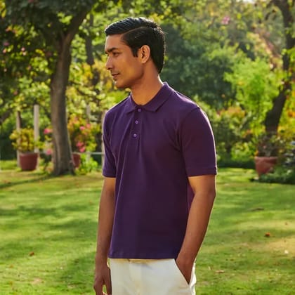 Purple Cotton Pique Polo