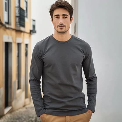 Charcoal Grey Long Sleeve Crew Neck