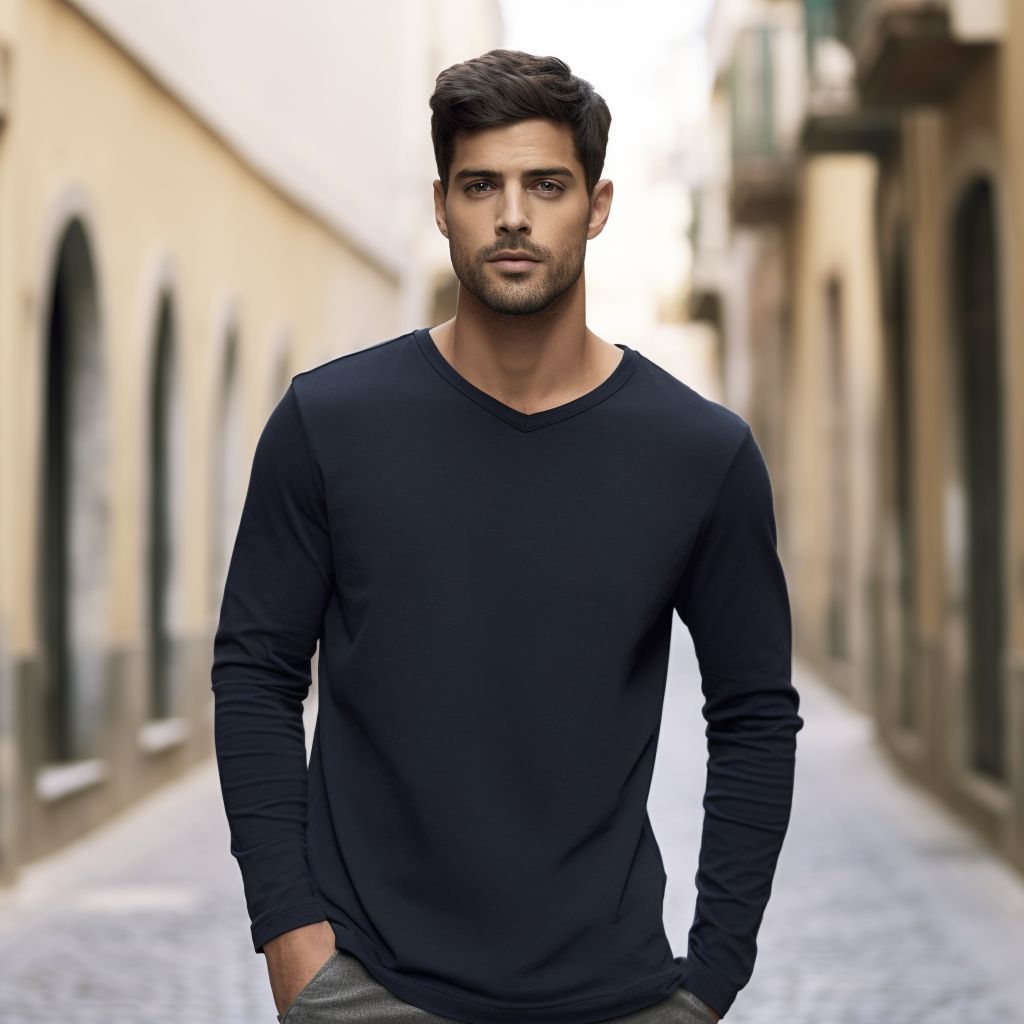 Regal Navy V-Neck Long Sleeve Crew