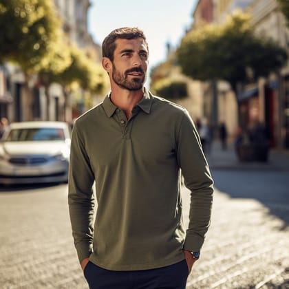 Earthy Olive Long Sleeve Polo