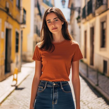 Bria Squash Orange Short Sleeve Crew