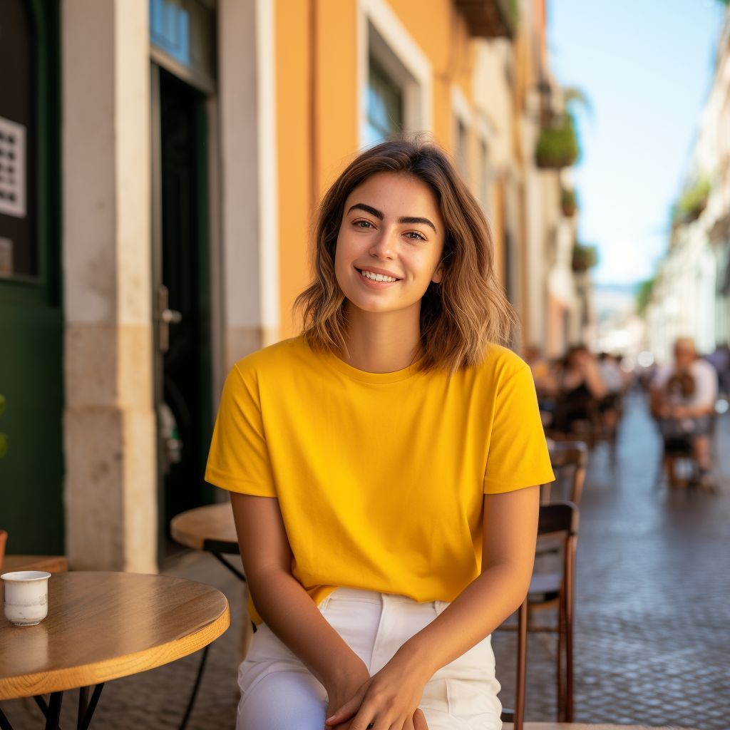 Bria Mustard Yellow Short Sleeve Crew