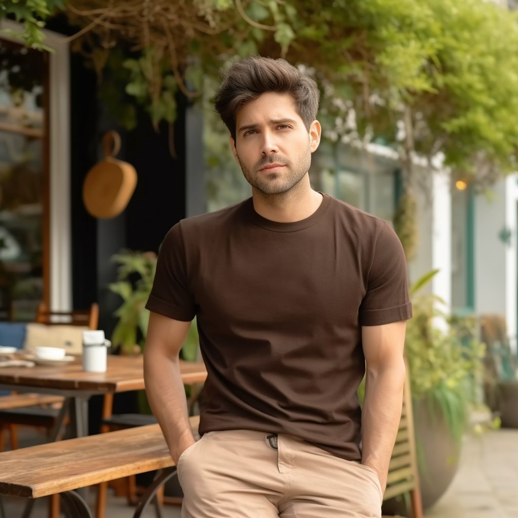 Walnut Brown Cotton Round Neck T-Shirt