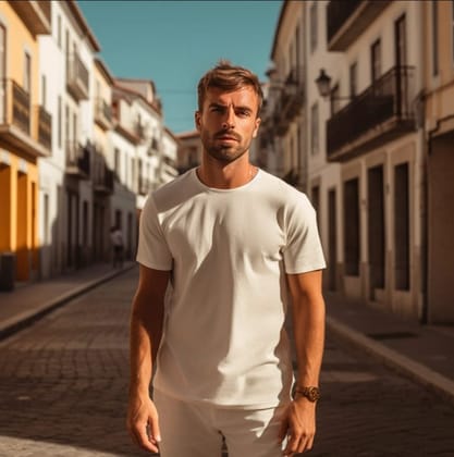 Alabaster White Cotton Round Neck T-Shirt