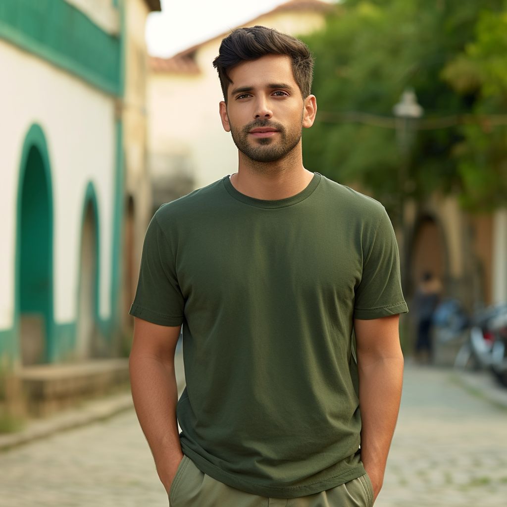 Vintage Green Cotton Round Neck T-Shirt