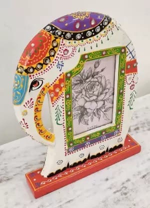 Wood To Cart® Handpainted' Elephant Shaped Wooden Photo Frames' for Table