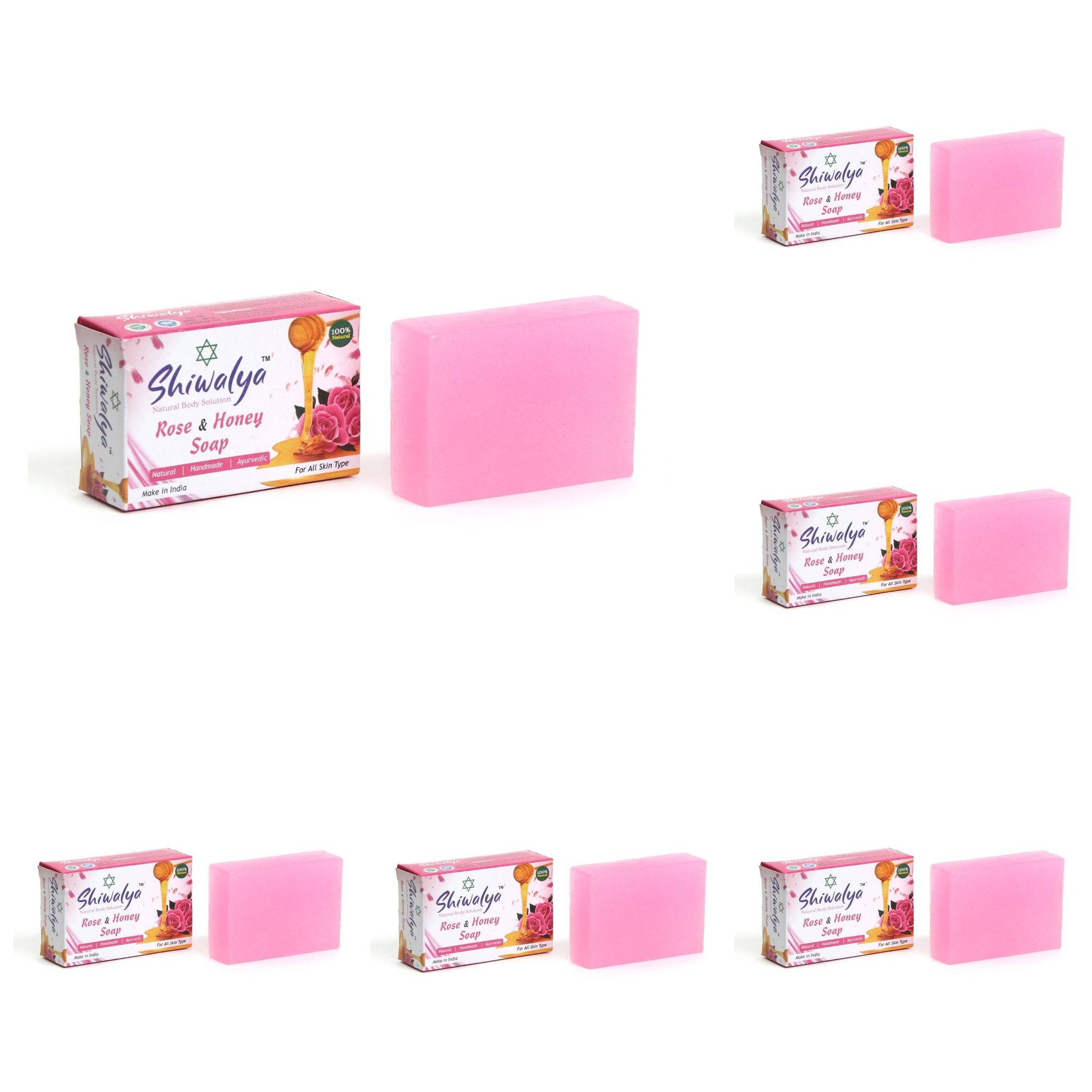 SHIWALYA Natural Rose Honey Handmade Soap | Handmade Bathing Soap | Herbal Soap Soft & Radiant Skin | Suitable for All Skin Types Pack of 6