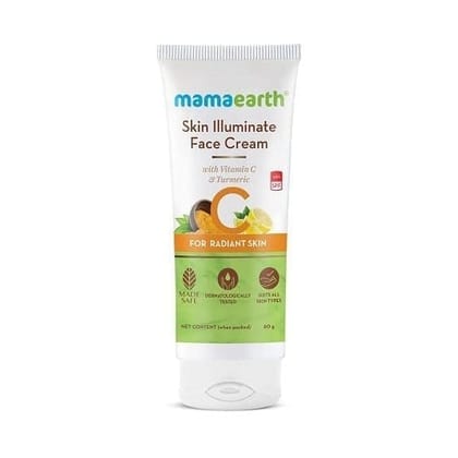 Mamaearth Skin Illuminate Face Cream, for skin brightening, with Vitamin C and Turmeric (80 g)