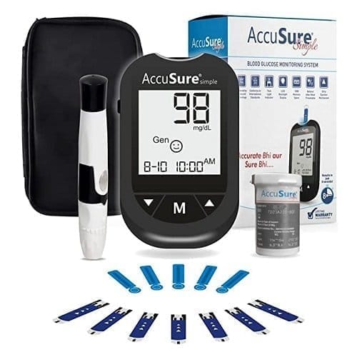 AccuSure Simple Blood Glucose Test Strip(50) with AccuSure Simple 4th Generation Blood Glucose Monitoring System combo