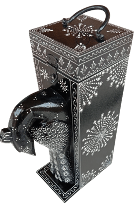 Wood To Cart®  Rectangular Rajasthan Painted Wooden peacock  Head Wine Bottle Holder