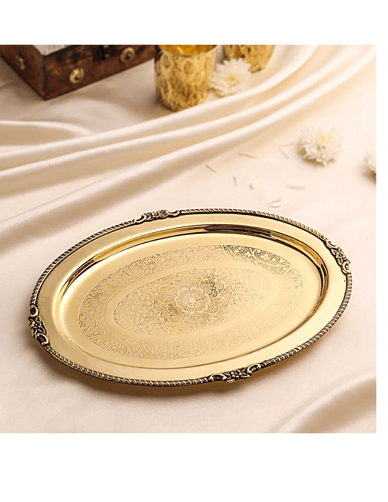 Brass Handcrafted Oval Tray (0.5 INCH)