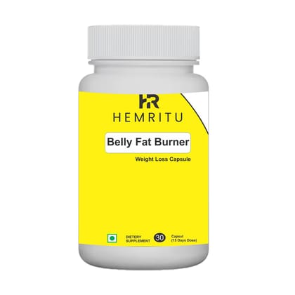 Hemritu Belly Fat Burner Natural Herbal Ayurvedic Weight Loss Capsule for Women & Men With Garcinia Combogia, Green Tea, Green Coffee Bean | Appetite Suppressant | Powerful Thermogenic | Weight Loss Supplement | Belly Fat Burner for Men Women 30 Capsule