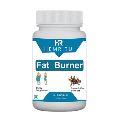 Hemritu Fat Burner 100% Natural Vegan Herbal Ayurvedic Weight Loss Capsule for Women & Men Good having Main Ingredient Garcinia Combogia, Green Tea, Green Coffee Bean Ext. With Powerful Appetite Suppressant| No Side Effect | 30 Capsule