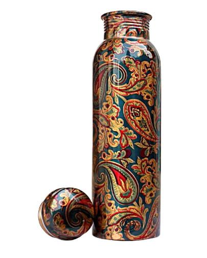 Copper Bottles for Printed with Art Work, Travelling Purpose Bottles, Yoga Ayurveda Healing, 800 ML