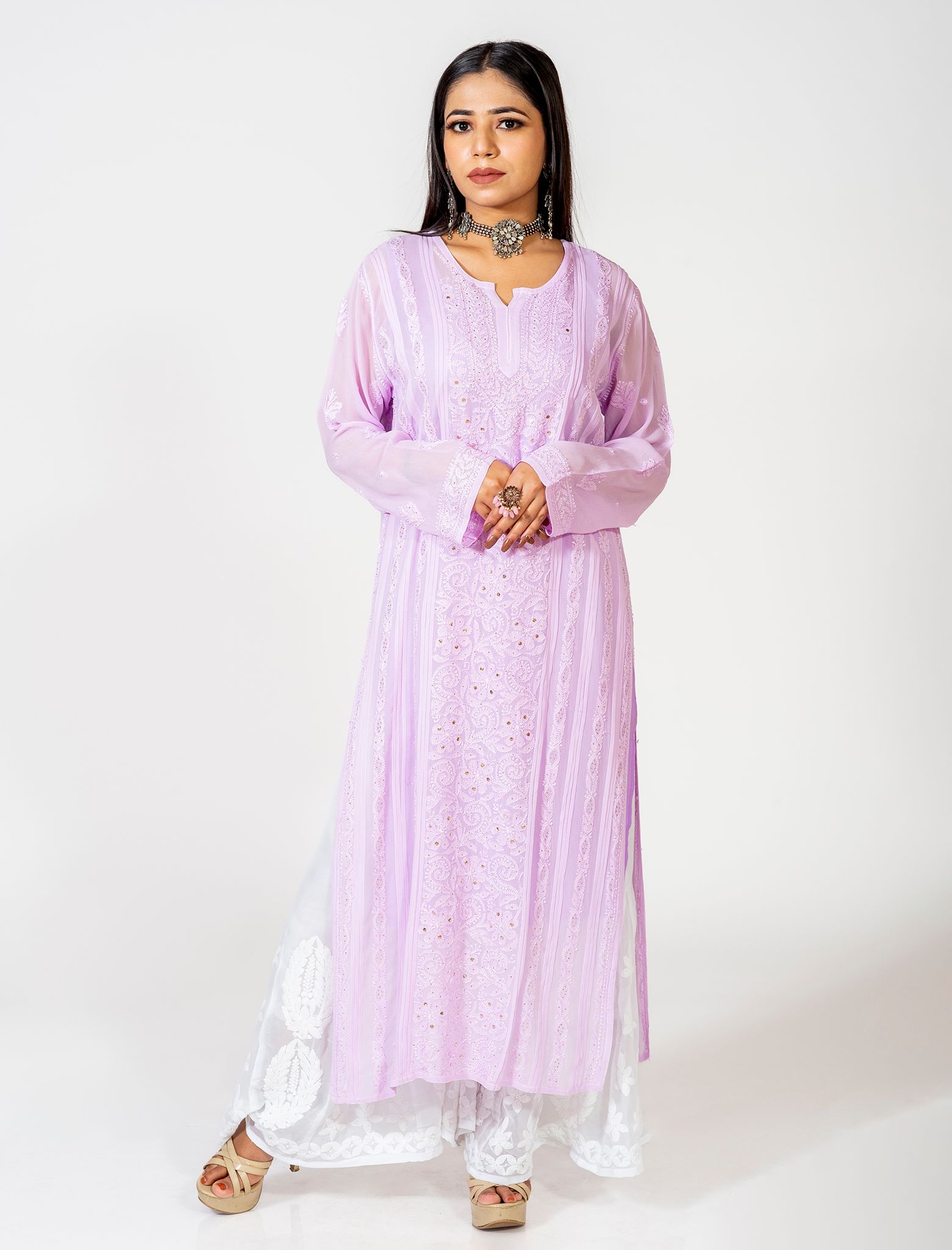 Ladies New Fashion Viscose Hand Chikankari Kurti