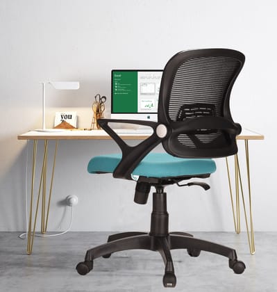 TEAL® Loca Office Chair, Mid Back Mesh Ergonomic Home Office Desk Chair with Comfortable & Spacious Seat, Tilt Lock Mechanism & Heavy Duty Nylon Base (Teal Green)