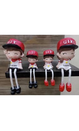 Resin Valentine Love Hanging Legs Family Showpiece Dolls Miniature Figurine-Living Room Home Decor Gift Item (Set of 4)