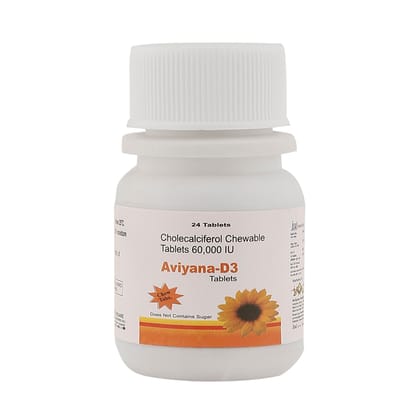 Aviyana Healthcare Vitamin D3 60000 IU | Chewable Cholecalciferol | Vitamin D Supplement | Women & Men - 24 Tables