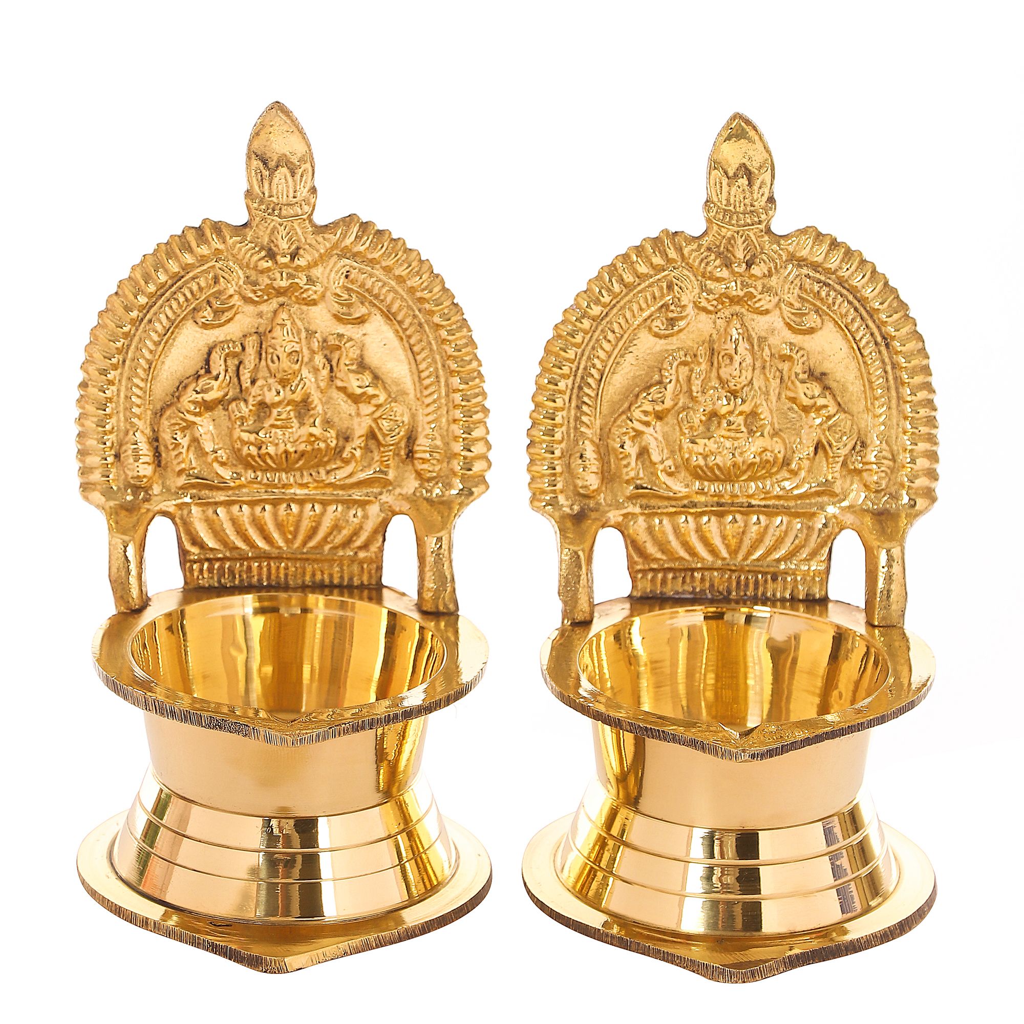 BulkySanta Pure Brass Kamakshi Deepa Big Size | Kamatchi vilakku | Kamakshi Devi Oil Lamp (12 cm Long) (2)