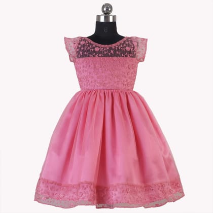 HEYKIDOO Stylish Flower Embroidered Girls Party Dress-Pink