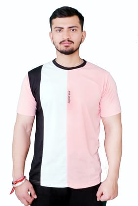 NVA Quality Solid Men's Round Neck Cotton Blend Half Sleeve Pink White Black T-Shirts