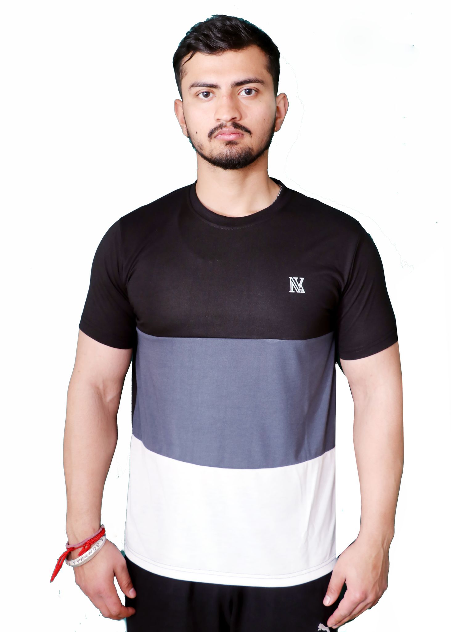 NVA Quality Solid Men's Round Neck Cotton Blend Half Sleeve Black Grey White T-Shirt