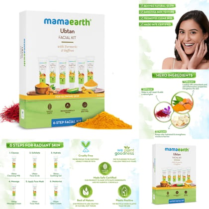 Mamaearth Ubtan Facial Kit With Turmeric & Saffron For Glowing Skin (60g)