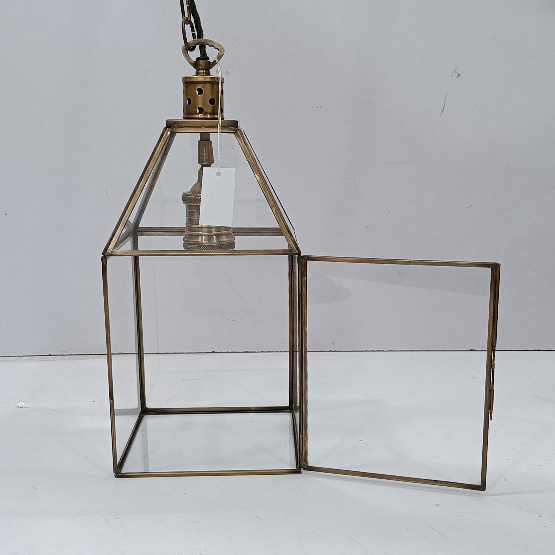 Smaller Carrington lantern in Antiqued brass