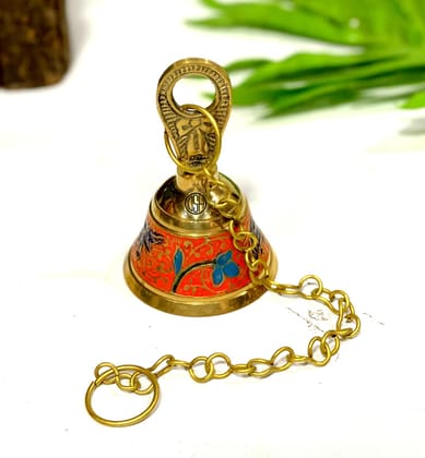 Brass Wall Hanging Bell with Chain for Home Temple Brass Pooja Bell Home Decorative Bell .(HANGBL-ORN-1P)