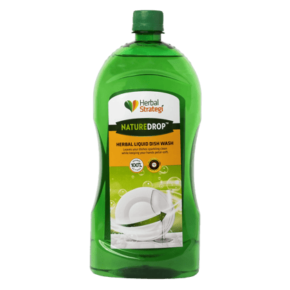 Herbal Strategi NatureDrop Liquid Dish Wash Refill| Anti-microbial & Acid-Free | Made with Fragrant Lemon Oils | Skin Safe | 1 Litre