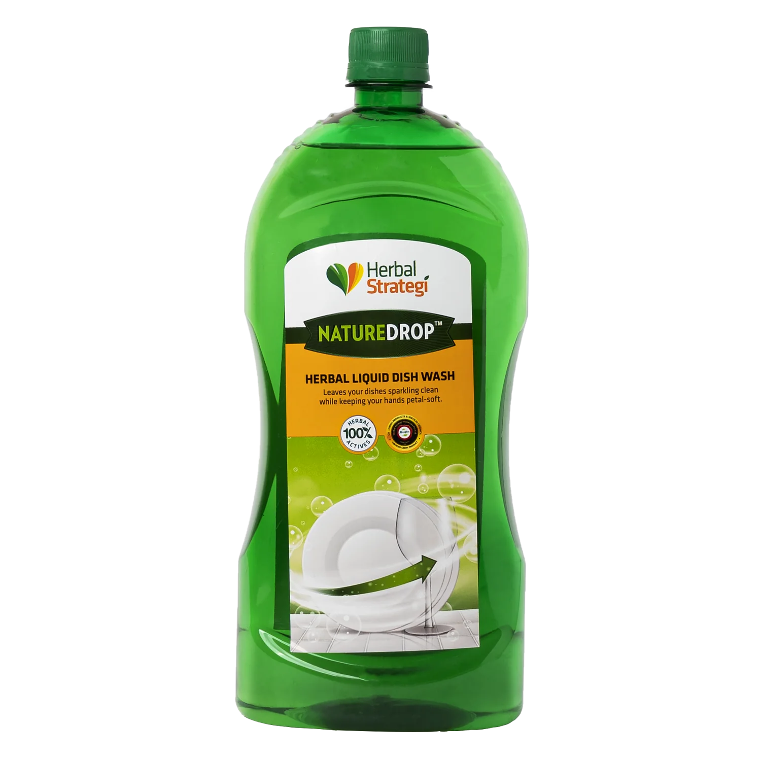 Herbal Strategi NatureDrop Liquid Dish Wash Refill| Anti-microbial & Acid-Free | Made with Fragrant Lemon Oils | Skin Safe | 1 Litre